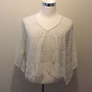 Express Cream Lace Poncho Style Top Size Medium